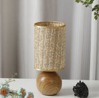 Wood Base Woven Rattan Umbrella Table Lamp | Thrascher