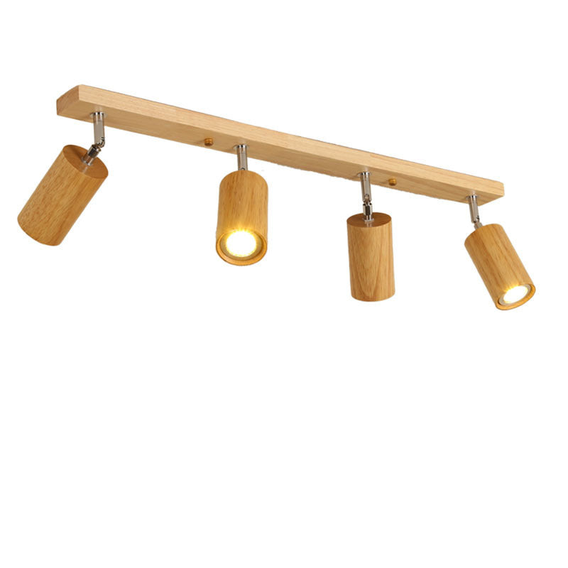 Wood Beam Ceiling Rail with Adjustable Cylinder Spotlights | Thrascher