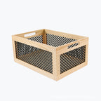 Wood Storage Box with Decorative Mesh Elements | Thrascher