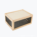 Wood Storage Box with Decorative Mesh Elements | Thrascher