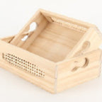Wood Storage Box with Decorative Mesh Elements | Thrascher