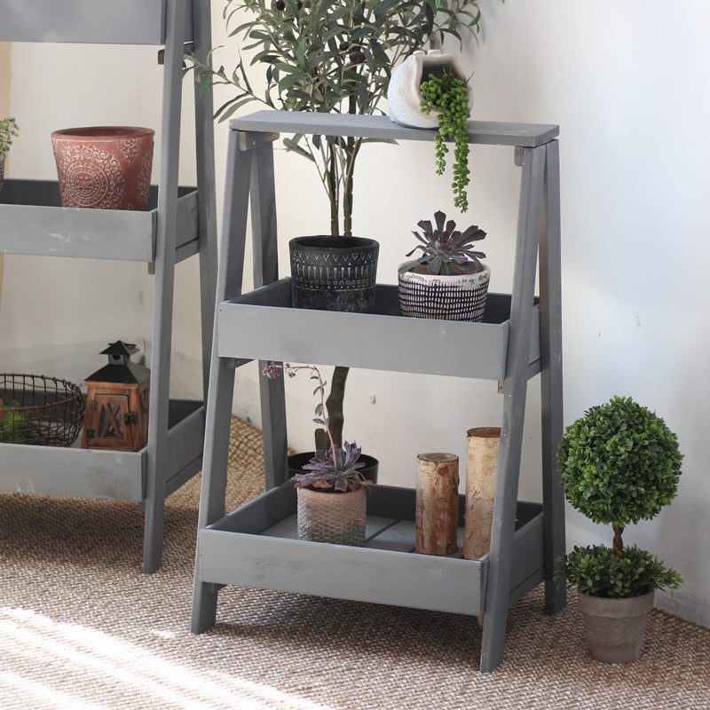 Wooden Shelf Gray White | Thrascher
