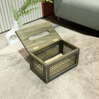 Wooden Tissue Box with Woven | Thrascher