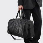Woven Leather Weekend Duffel Bag with Dual Handles & Adjustable Shoulder Strap, view 2