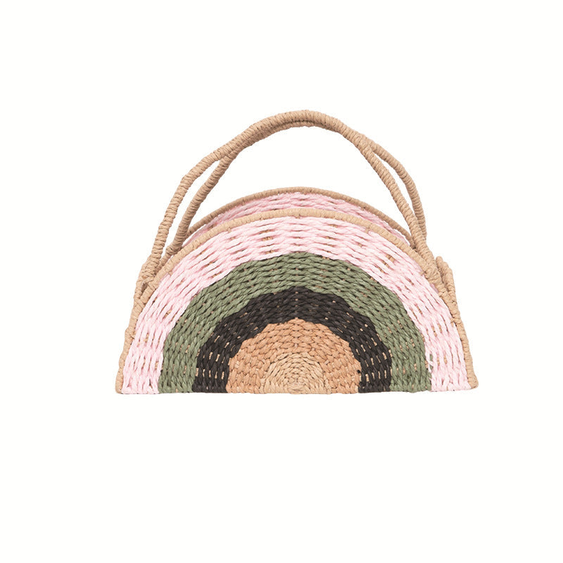 Woven Straw Rainbow Tote | Thrascher