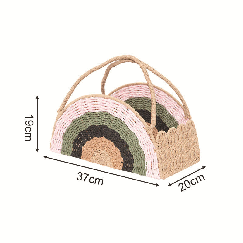 Woven Straw Rainbow Tote | Thrascher